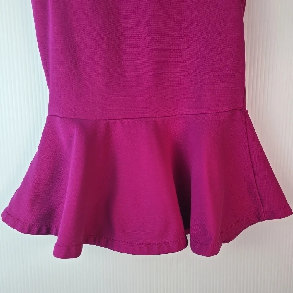 Kate Spade Girls Magenta Pink Bow Neck Peplum Sleeveless Top Size Small